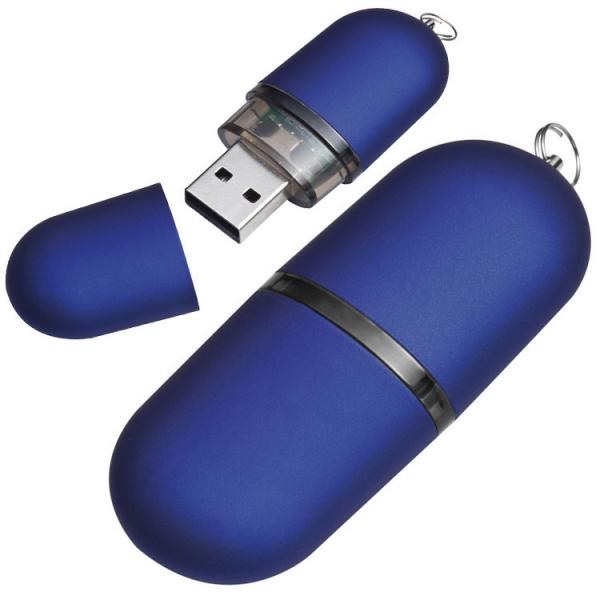 USB-Stick aus Kunststoff / gummiert / 1GB / Farbe: blau