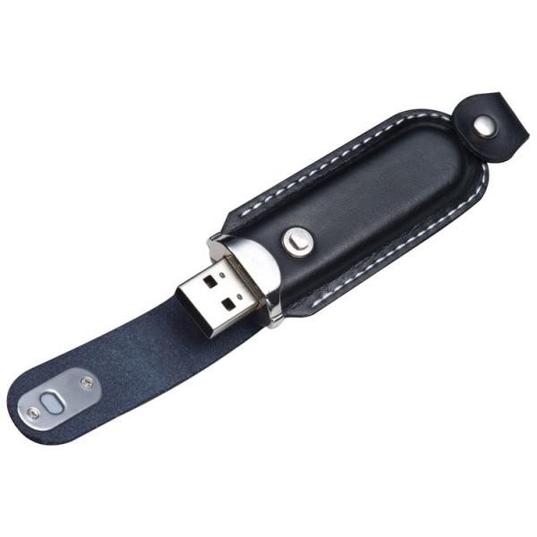 USB-Stick im Kunstleder-Etui / 1GB / Farbe: schwarz