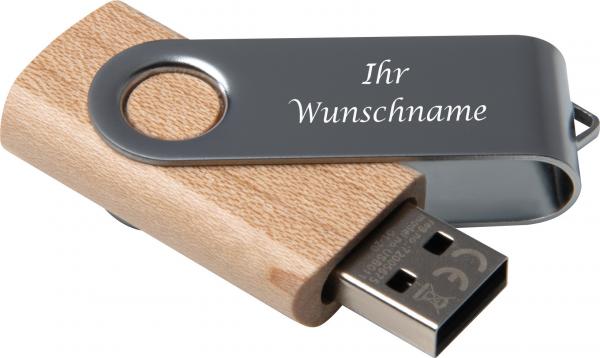 USB-Stick mit Gravur / aus hellem Holz (Ahorn) / 4GB