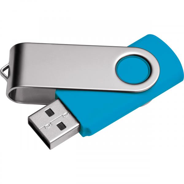 USB-Stick Twister / 32GB / aus Metall / Farbe: silber-hellblau