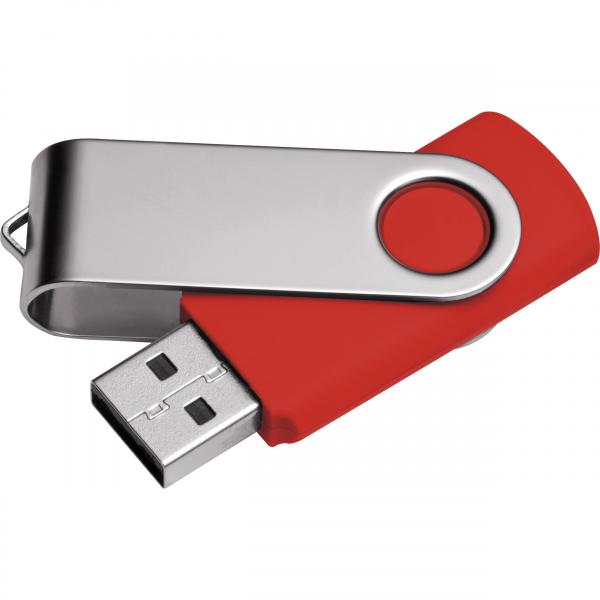 USB-Stick Twister / 32GB / aus Metall / Farbe: silber-rot