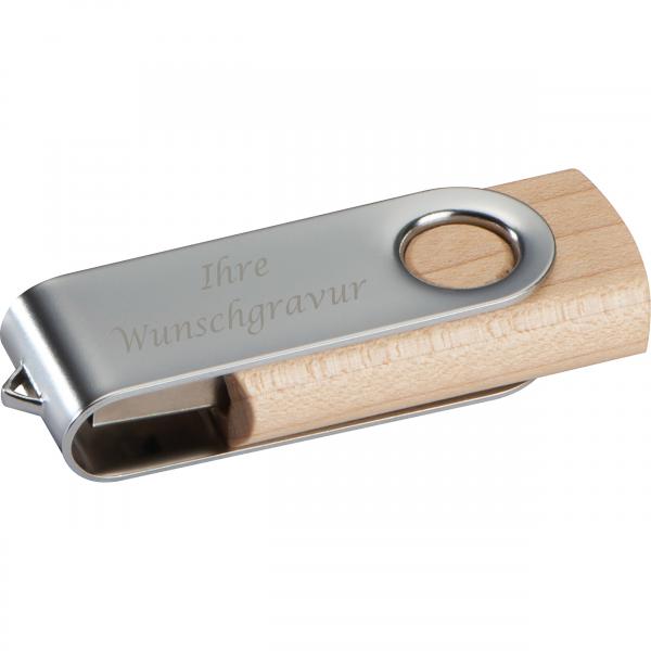 USB-Stick Twister mit Gravur / 8GB / aus Walnuss-Holz