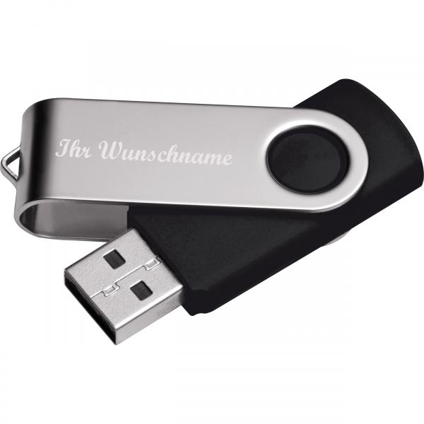 USB-Stick Twister mit Namensgravur - 32GB - aus Metall - Farbe: silber-schwarz