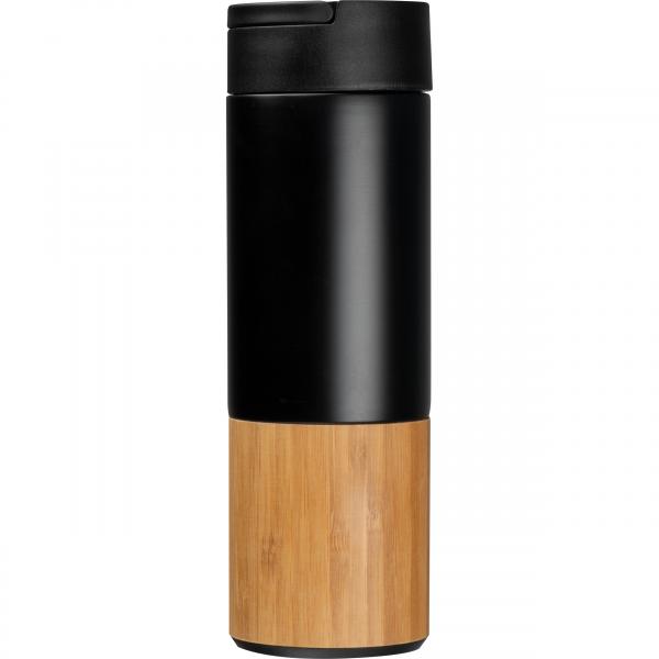 Vakuum Trinkflasche / aus Edelstahl und Bambus / Füllmenge 0,5l