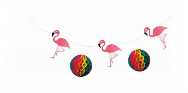 Wabenball Girlande "Flamingo" / ca. 4m