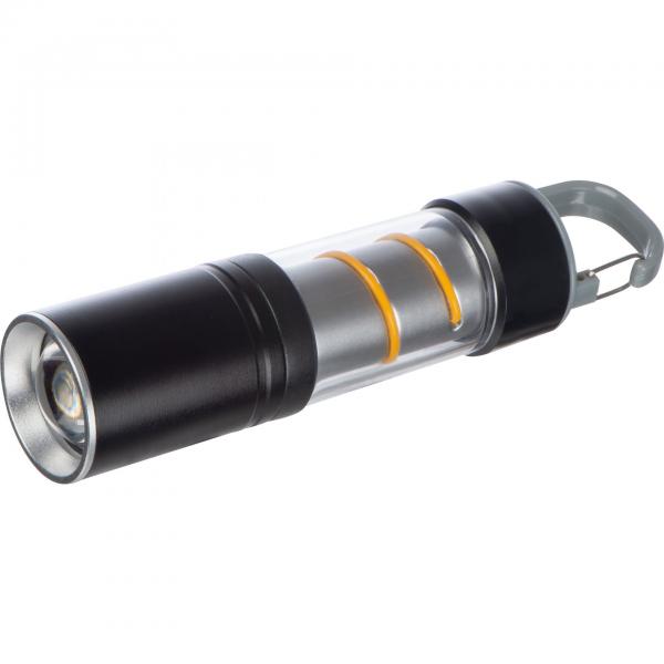 Wiederaufladbare COB-Taschenlampe / aus Metall / Farbe: silber-schwarz