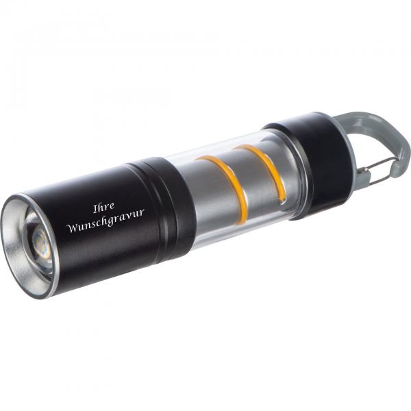 Wiederaufladbare COB-Taschenlampe mit Gravur / aus Metall / silber-schwarz