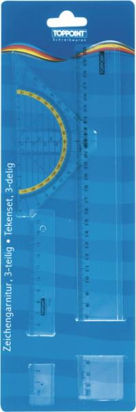 Zeichengarnitur 3tlg. Geo Dreieck Lineal 15cm & 30cm