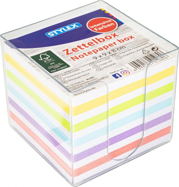 Zettelbox mit 700 Blatt farbige Notizzettel / Farbe: transparent klar