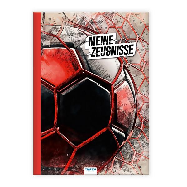 Zeugnismappe / A4 / "Fußball" / wattierter Einband / mit 10 Einlagen