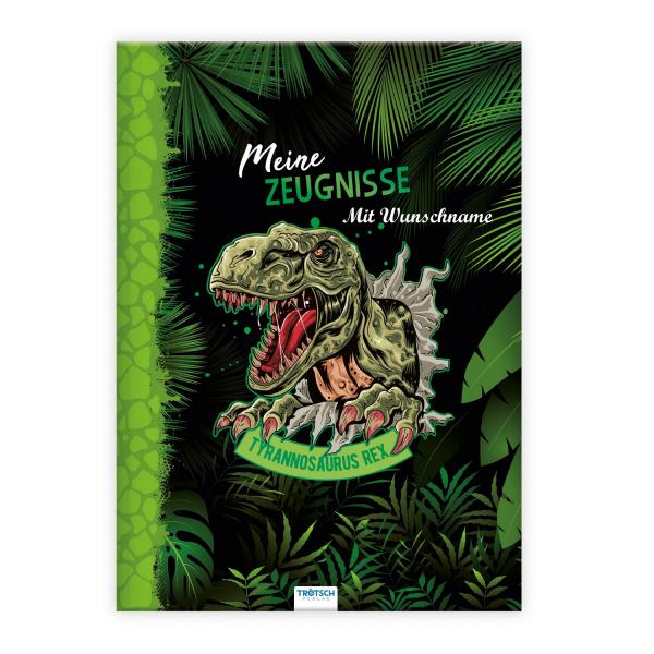 Zeugnismappe mit Namensgravur - A4 - "Dino" - wattierter Einband - 10 Einlagen