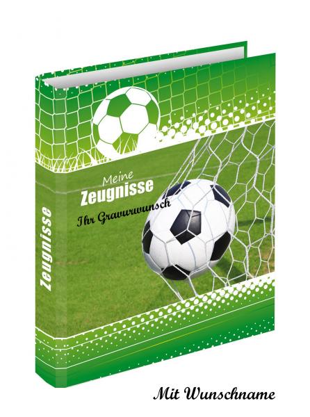 Zeugnismappe mit Namensgravur - Zeugnisringbuch - "Fußball"
