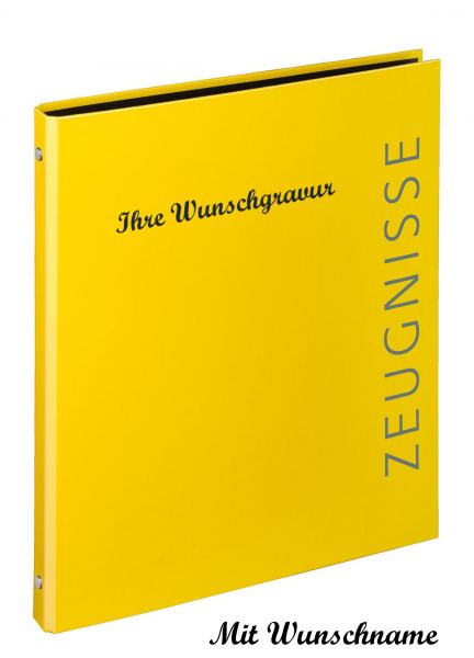 Zeugnismappe mit Namensgravur - Zeugnisringbuch - Farbe: gelb
