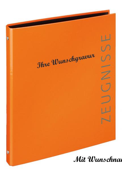 Zeugnismappe mit Namensgravur - Zeugnisringbuch - Farbe: orange