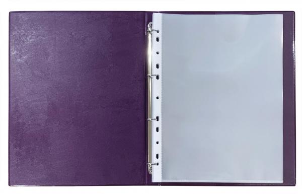 Zeugnismappe mit Namensgravur - Zeugnisringbuch A4 mit 10 Hüllen - metallic lila