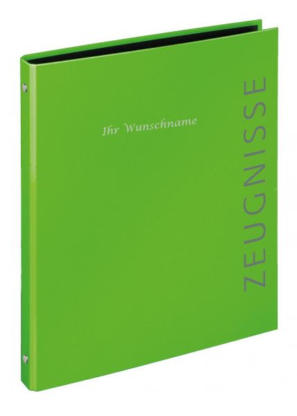 Zeugnismappe mit silbergefärbter Gravur / Zeugnisringbuch / Farbe: grün