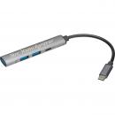 USB Hub aus recyceltem Aluminium mit Gravur / 1x USB-C und 3x USB