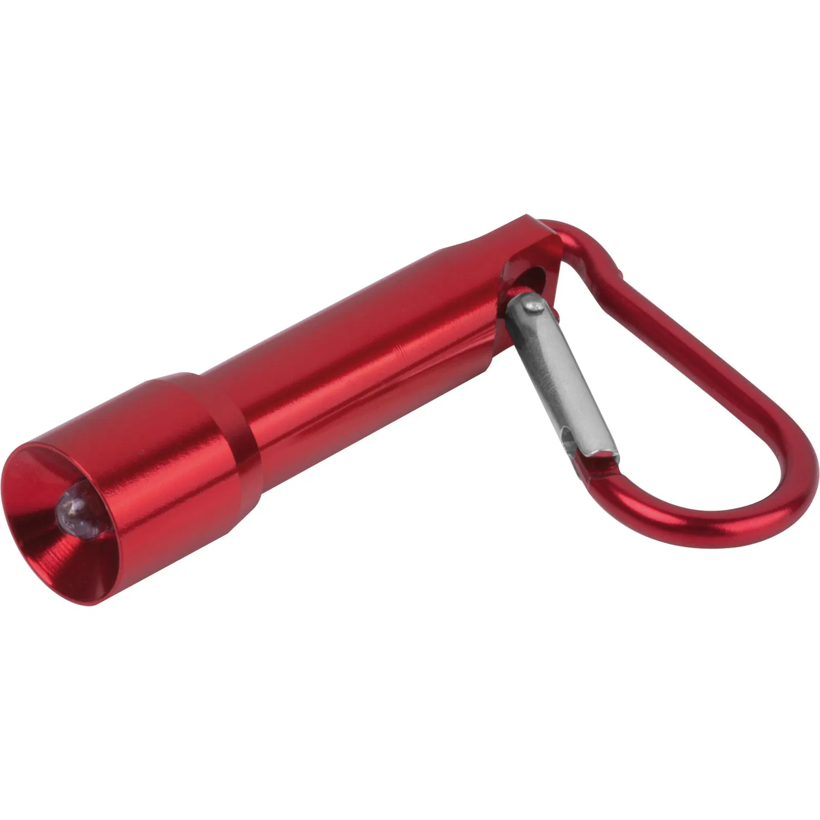 Mini-Taschenlampe mit Gravur / aus Metall / mit Karabinerhaken / Farbe: rot
