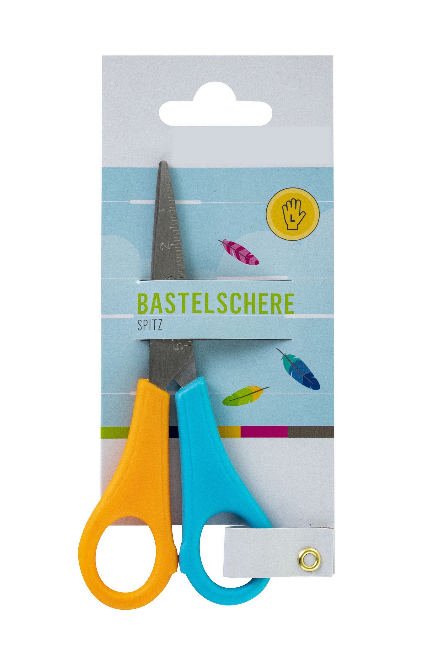 4x Linkshänder Bastelschere / spitz / Länge: 13 cm