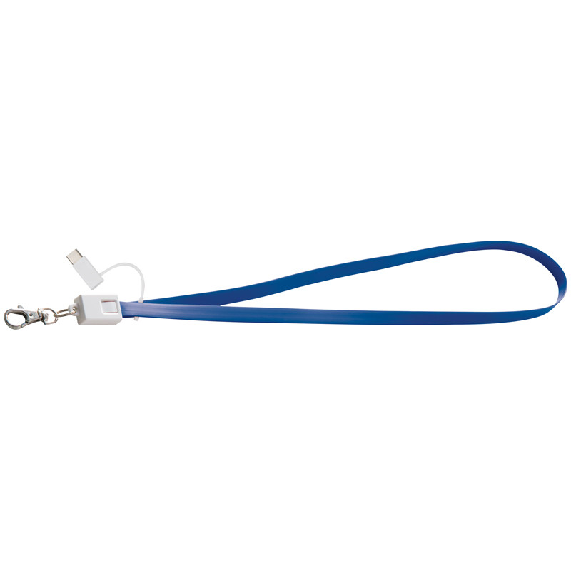 Ladekabel mit 4 verschiedene Anschlüssen / ideal zum Umhängen / Farbe: blau