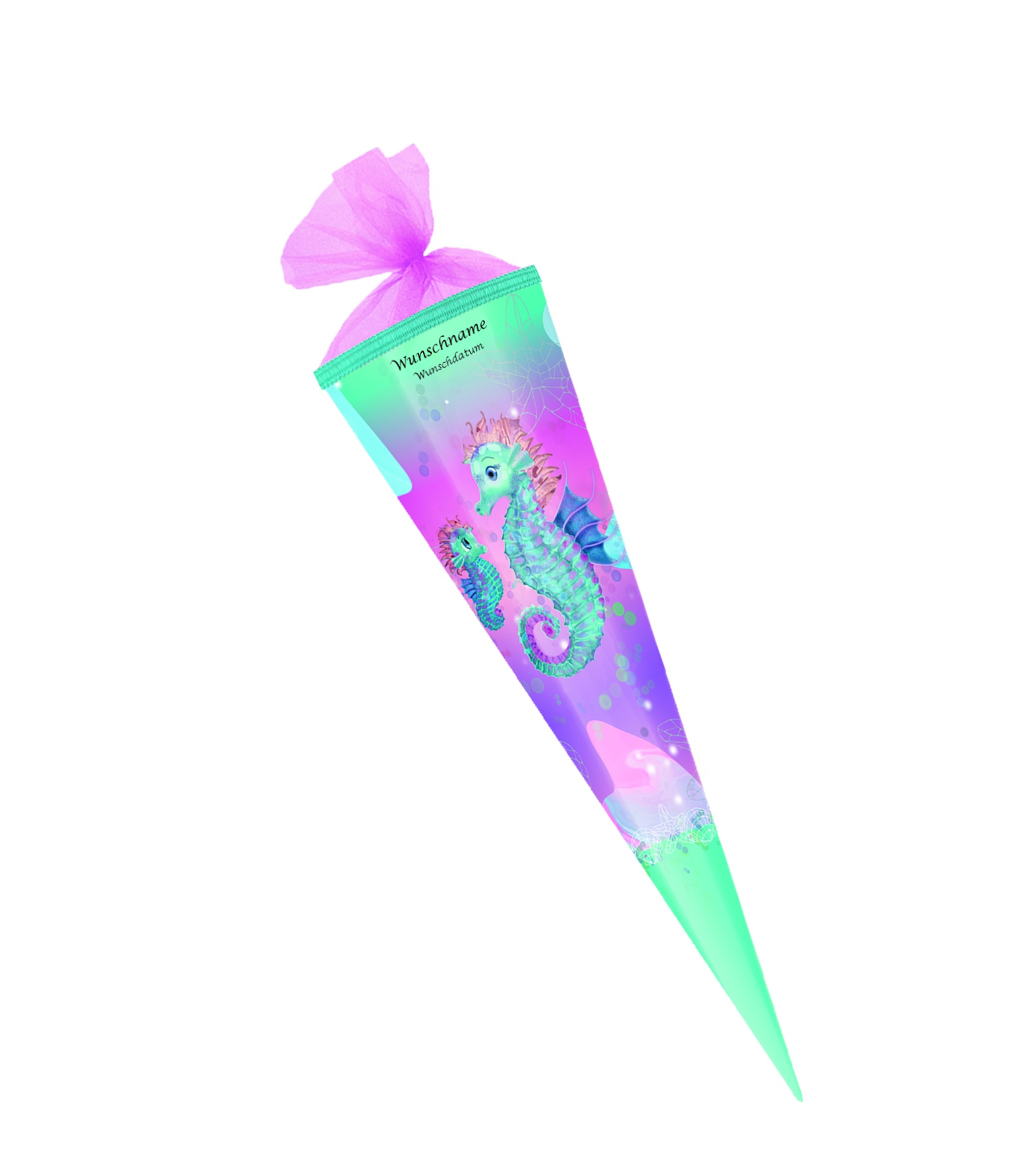 Herlitz Schultüte mit Gravur / Zuckertüte / 85cm / eckig / "Seepferdchen"