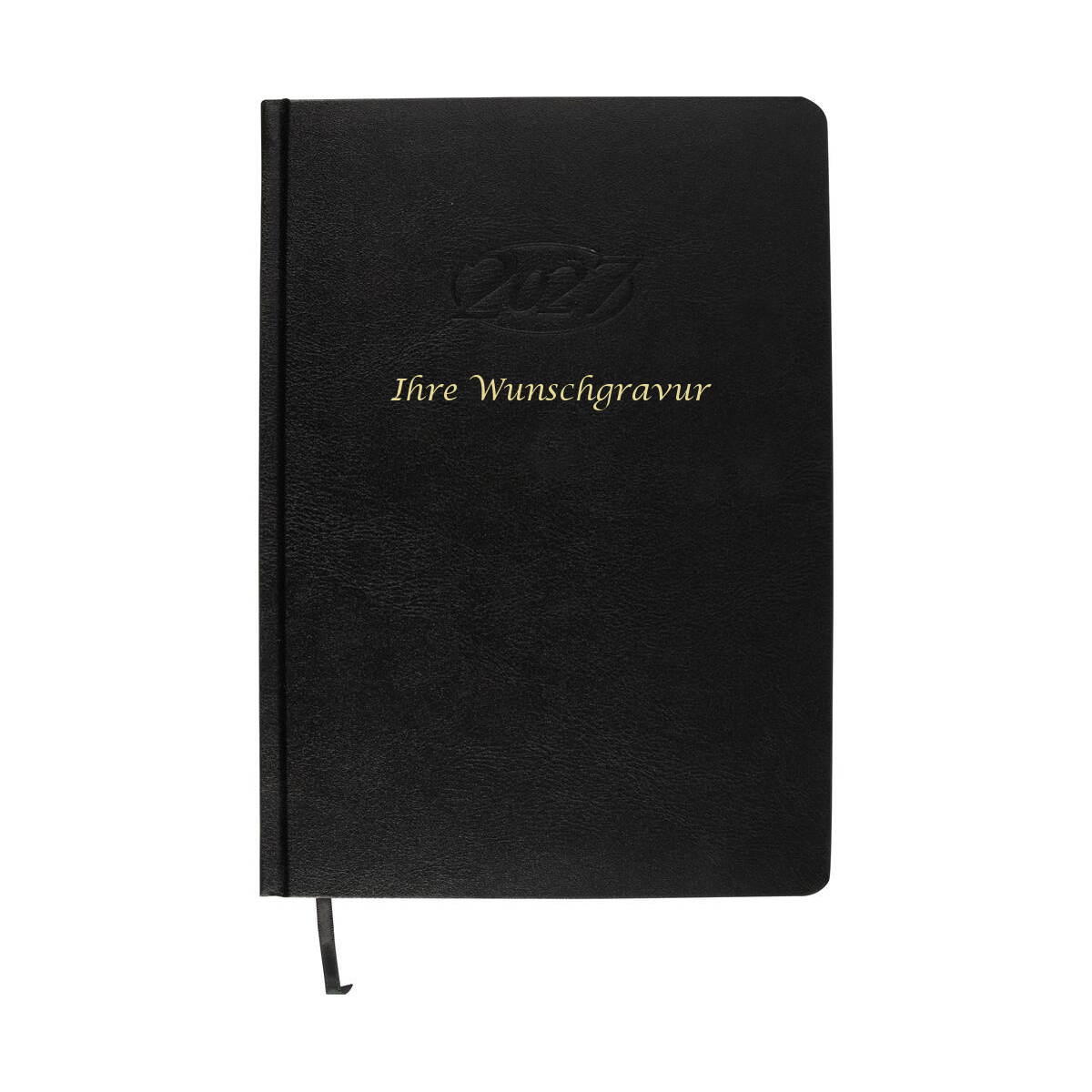 Wochenplaner 2027 mit Gravur / Buchkalender / Größe: 17,2x24cm / Farbe: schwarz