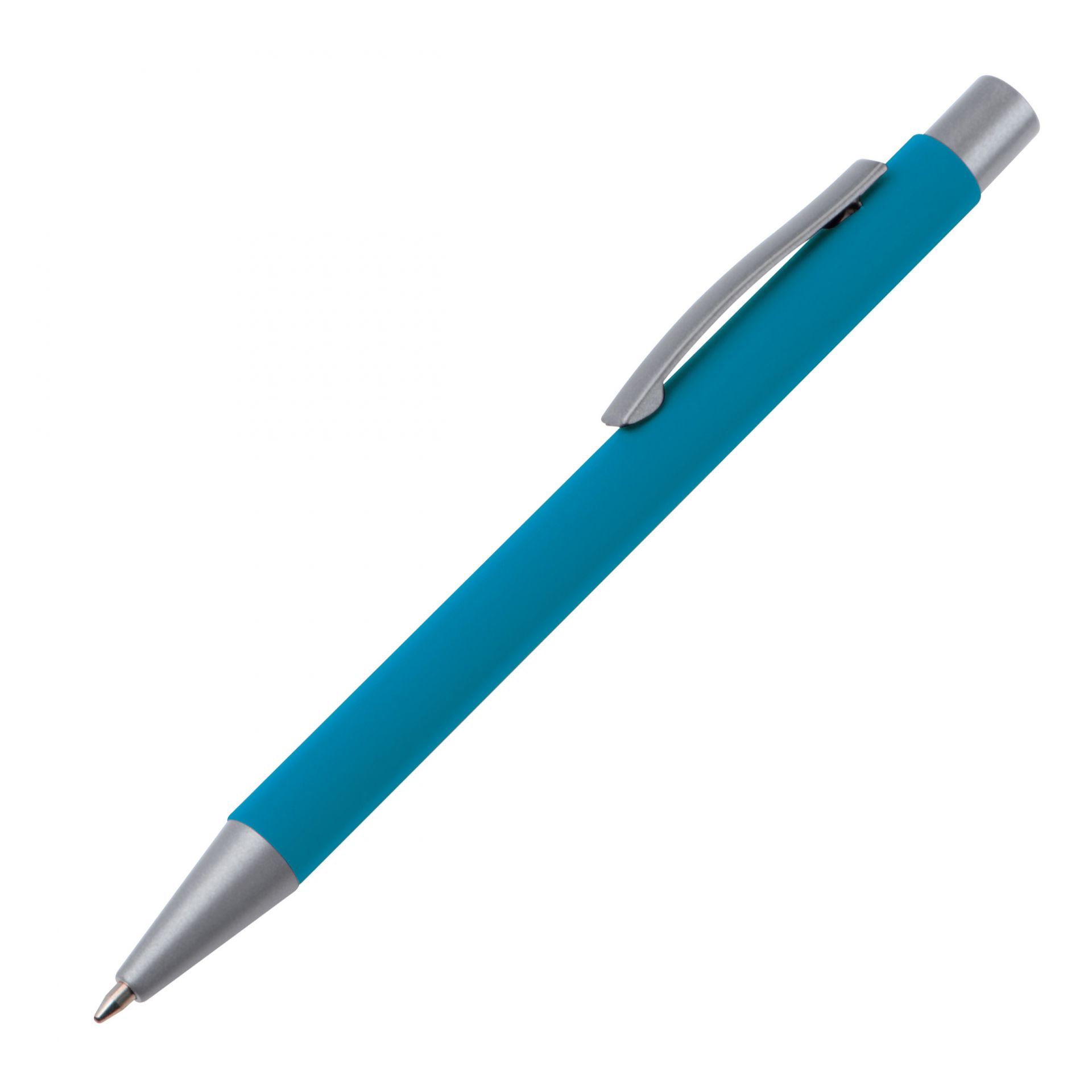 10x Kugelschreiber / aus Metall mit rubber finish Oberfläche / Farbe: hellblau