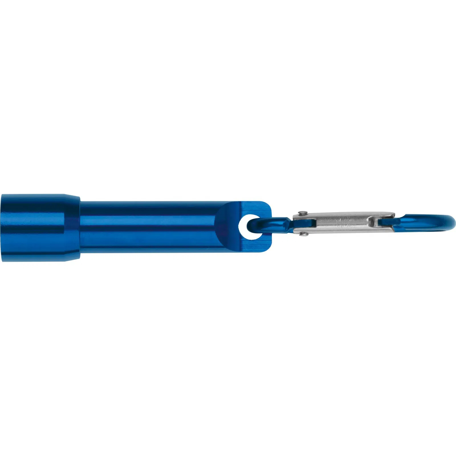 Mini-Taschenlampe mit Gravur / aus Metall / mit Karabinerhaken / Farbe: blau