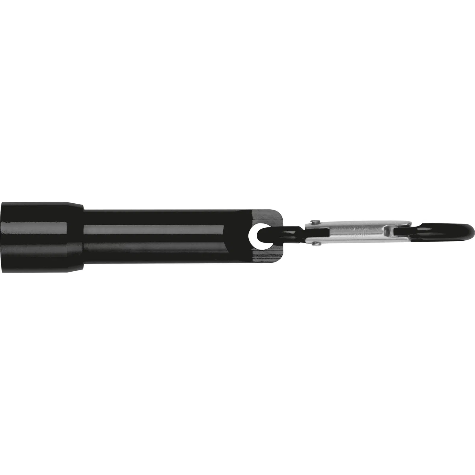 Mini-Taschenlampe mit Gravur / aus Metall / mit Karabinerhaken / Farbe: schwarz