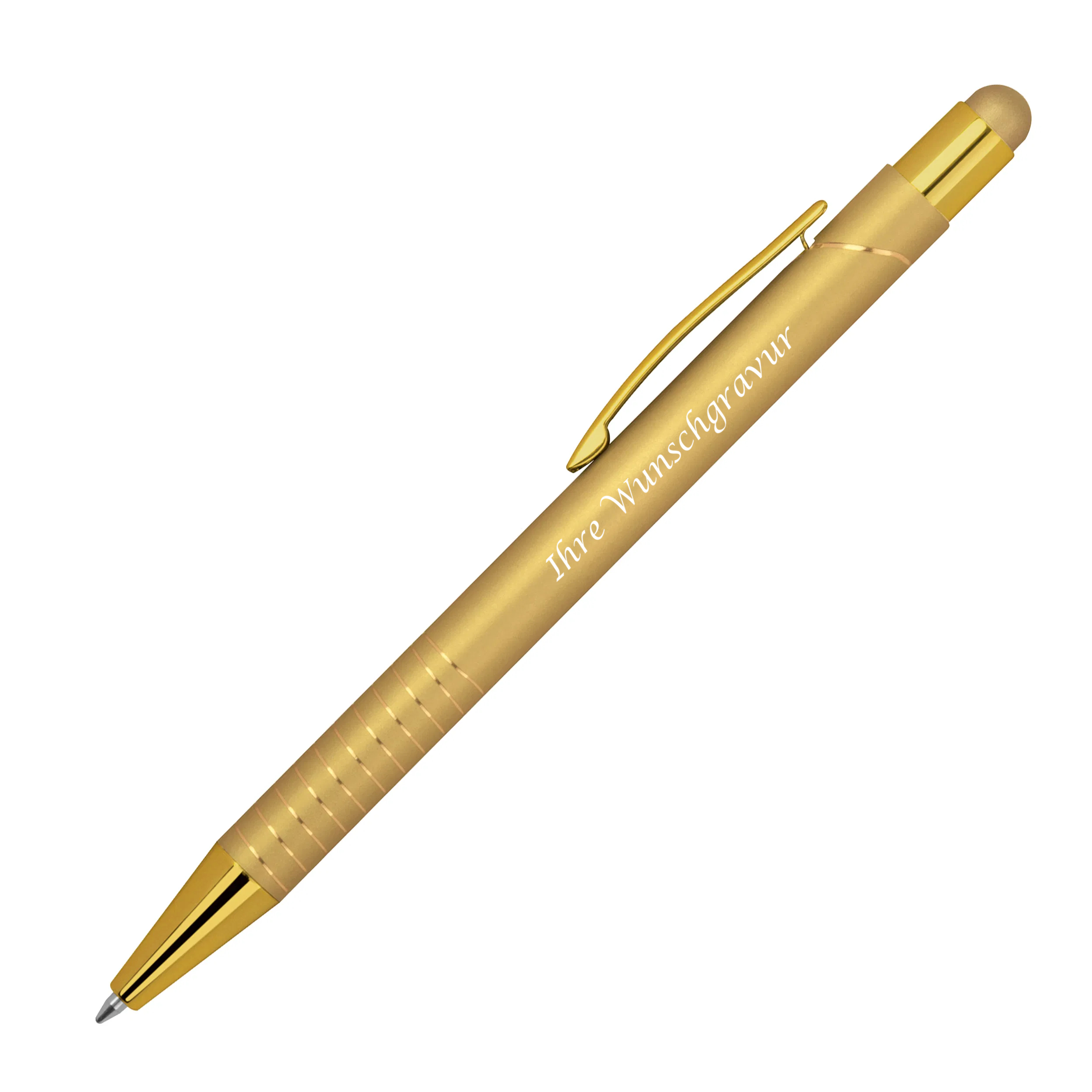 Touchpen Kugelschreiber mit Gravur / aus Metall / Farbe: gold