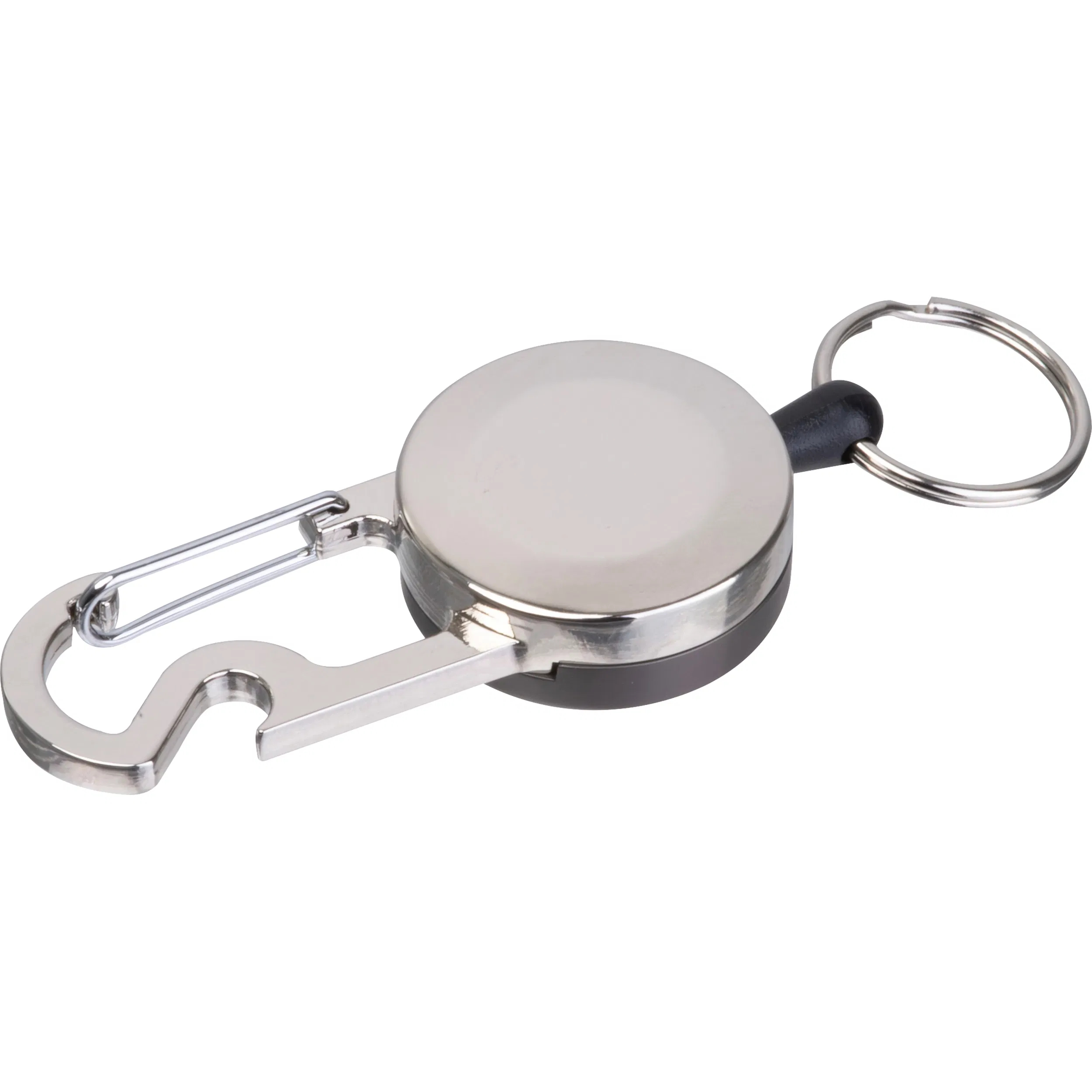 Ausziehbarer Schlüsselanhänger mit Gravur / aus Metall / Karabiner mit Öffner
