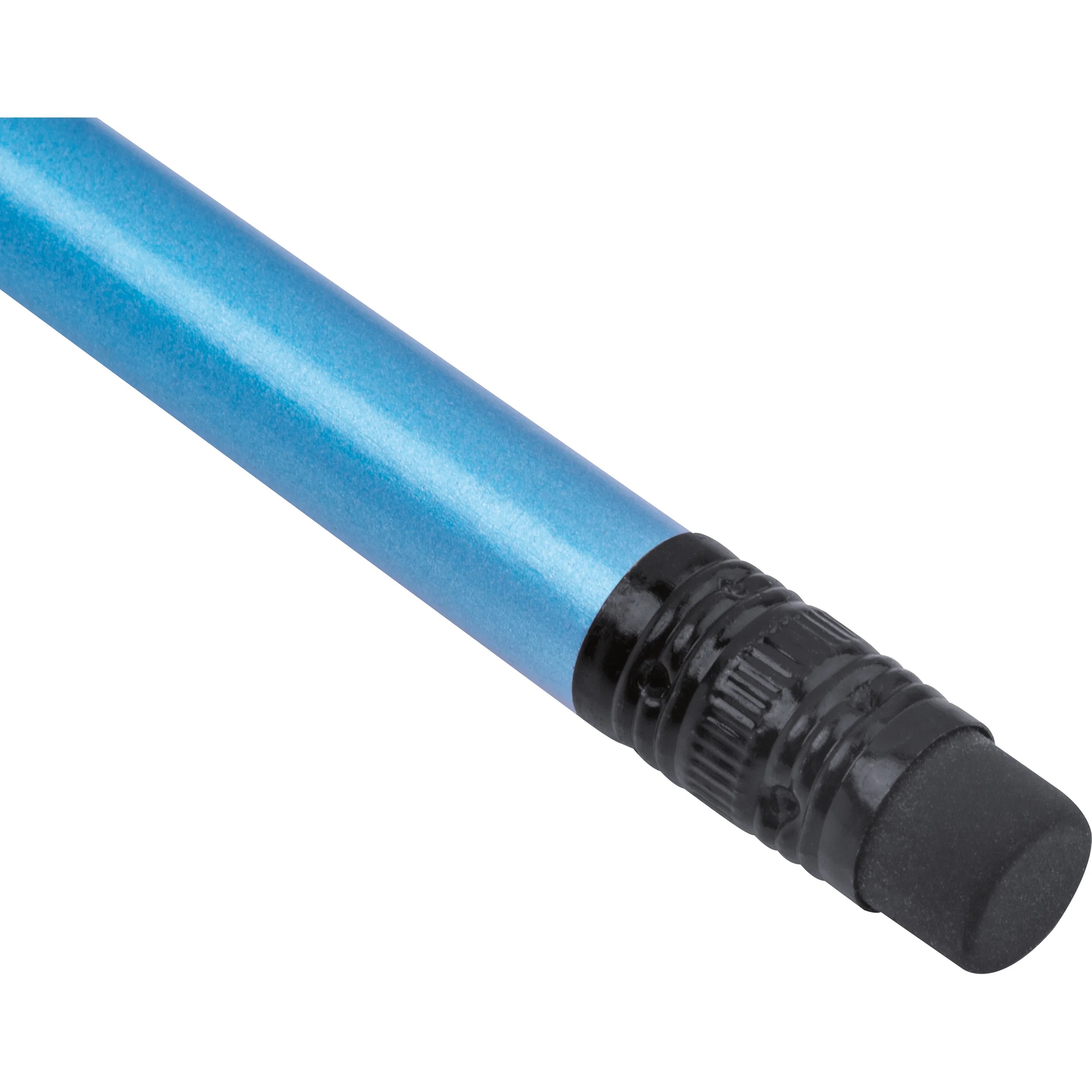 10 Bleistifte mit Gravur / mit Radierer / HB / Farbe: metallic-hellblau