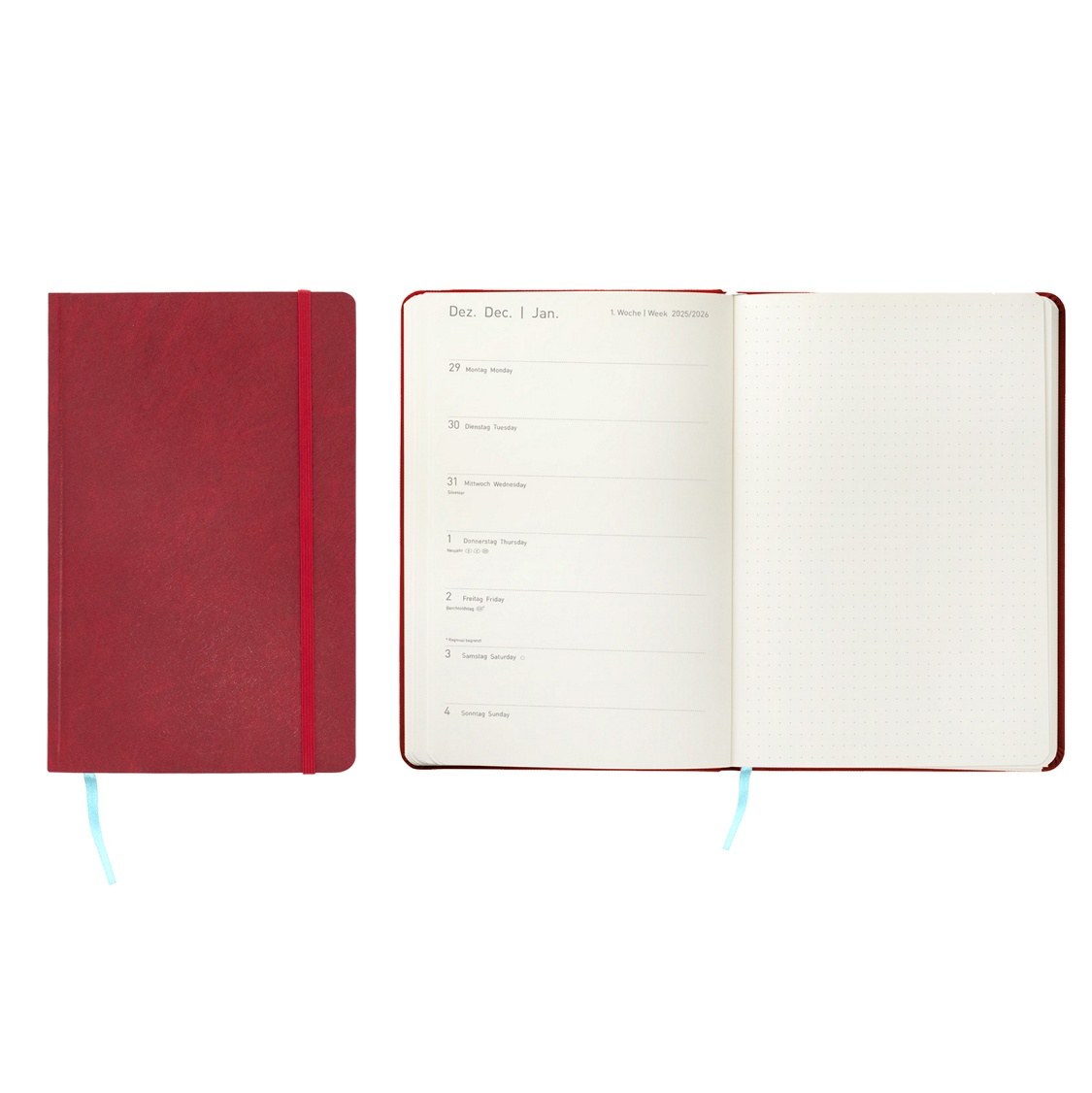 Idena Agenda Buchkalender 2026 / ca. DIN A6 / Farbe: rot