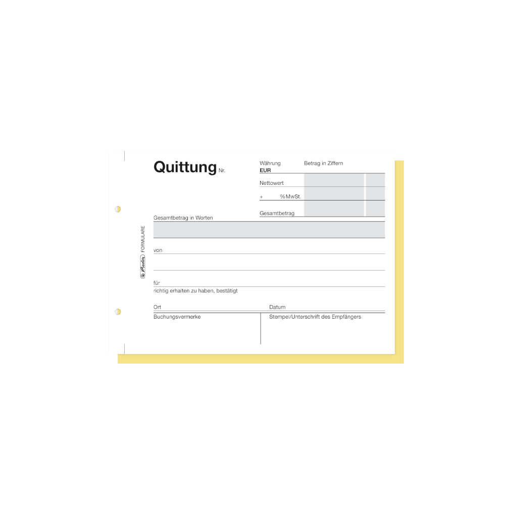 5x Herlitz Quittungsblock 402 / A6 quer / 2x40 Blatt / selbstdurchschreibend