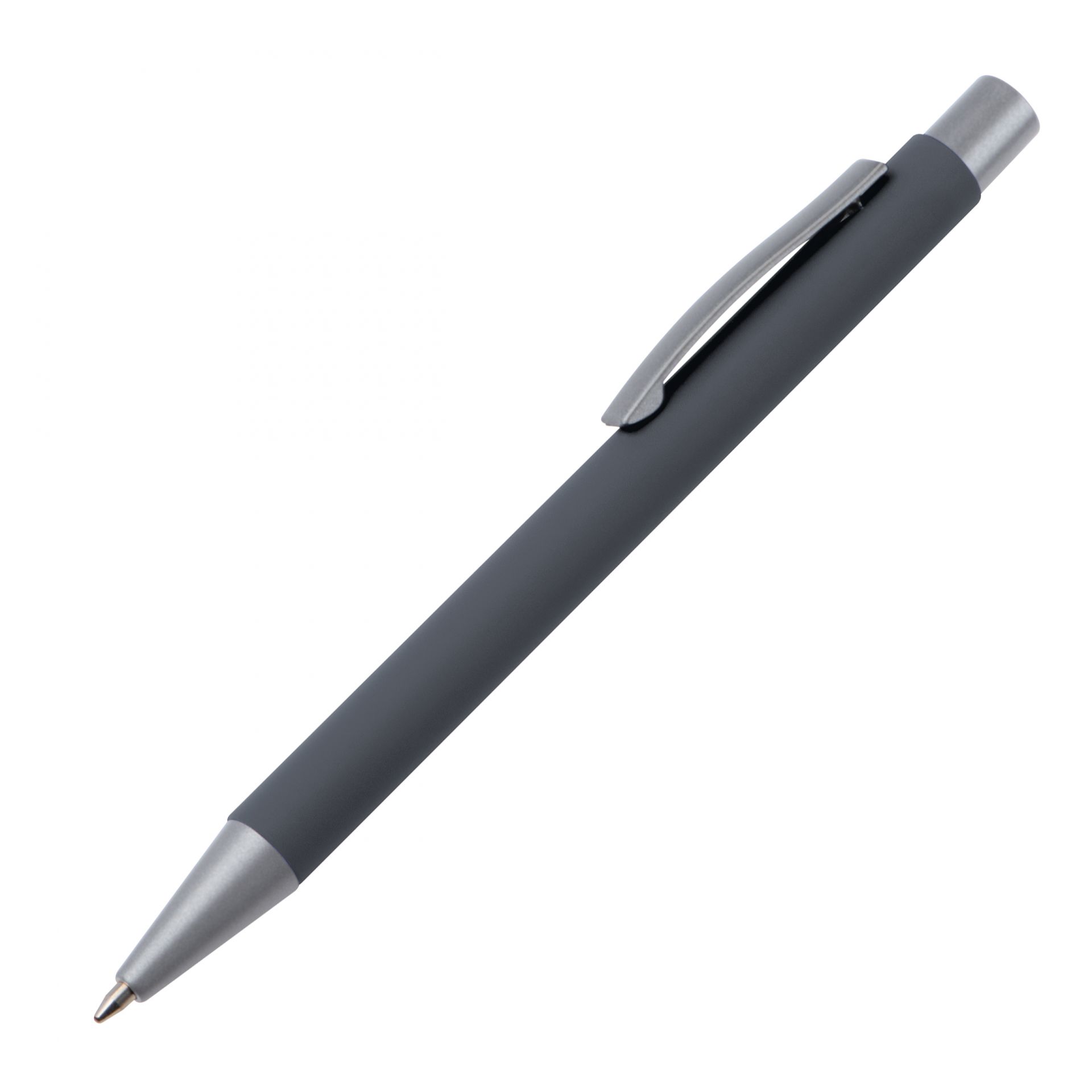 10x Kugelschreiber / aus Metall mit rubber finish Oberfläche / Farbe: anthrazit