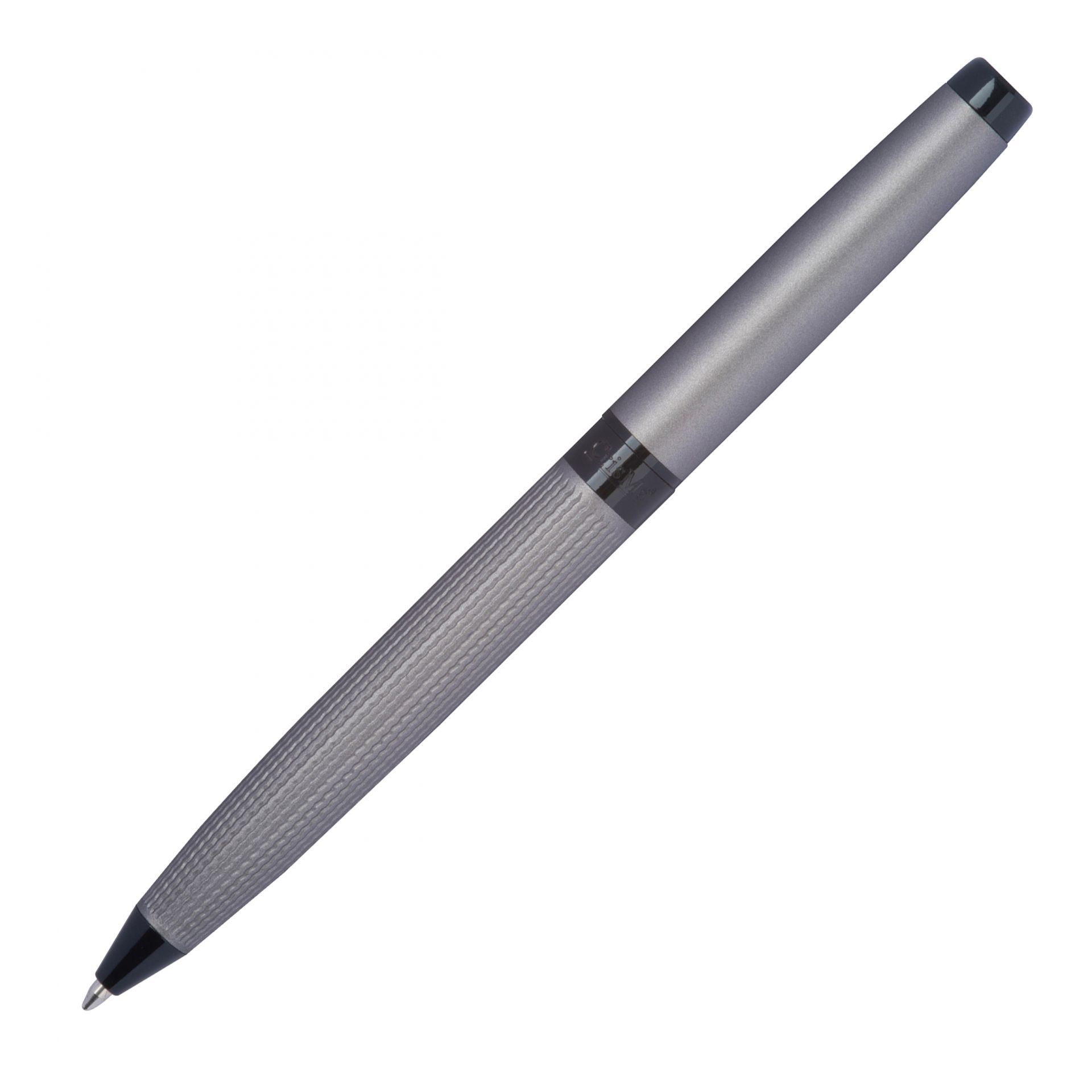 Drehkugelschreiber "CrisMa" aus Edelstahl mit Gravur / Farbe: matt-grau