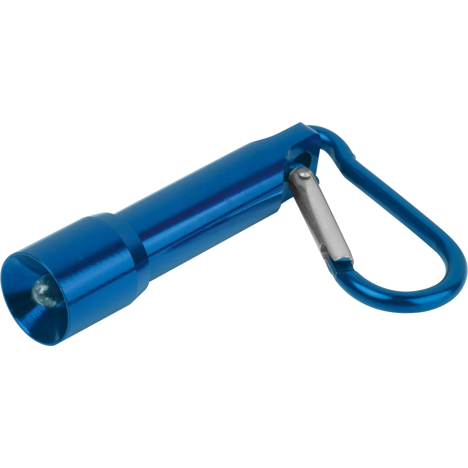 Mini-Taschenlampe mit Gravur / aus Metall / mit Karabinerhaken / Farbe: blau