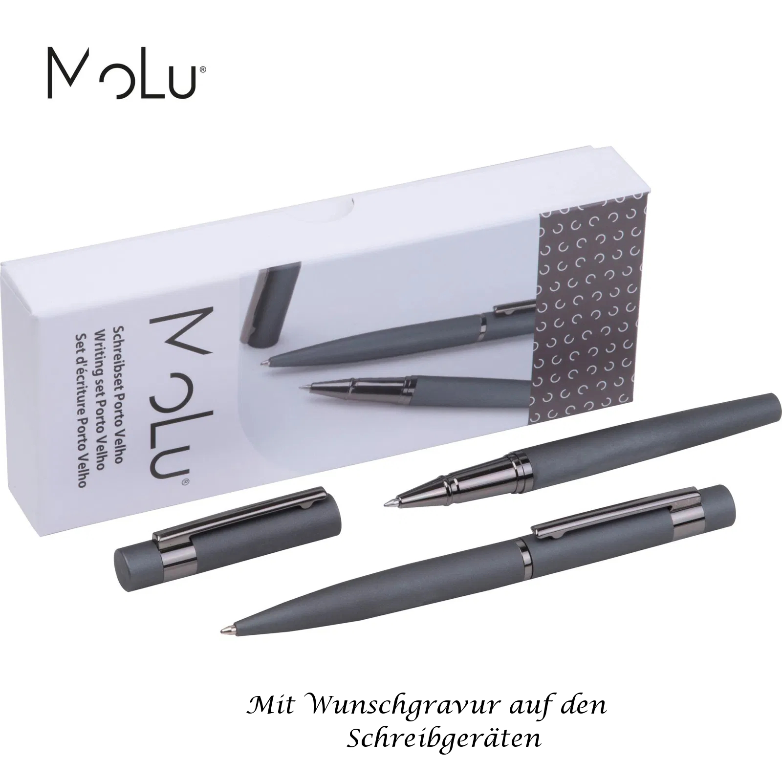Edles Schreibset "MoLu" mit Gravur / mit Rollerball und Kugelschreiber