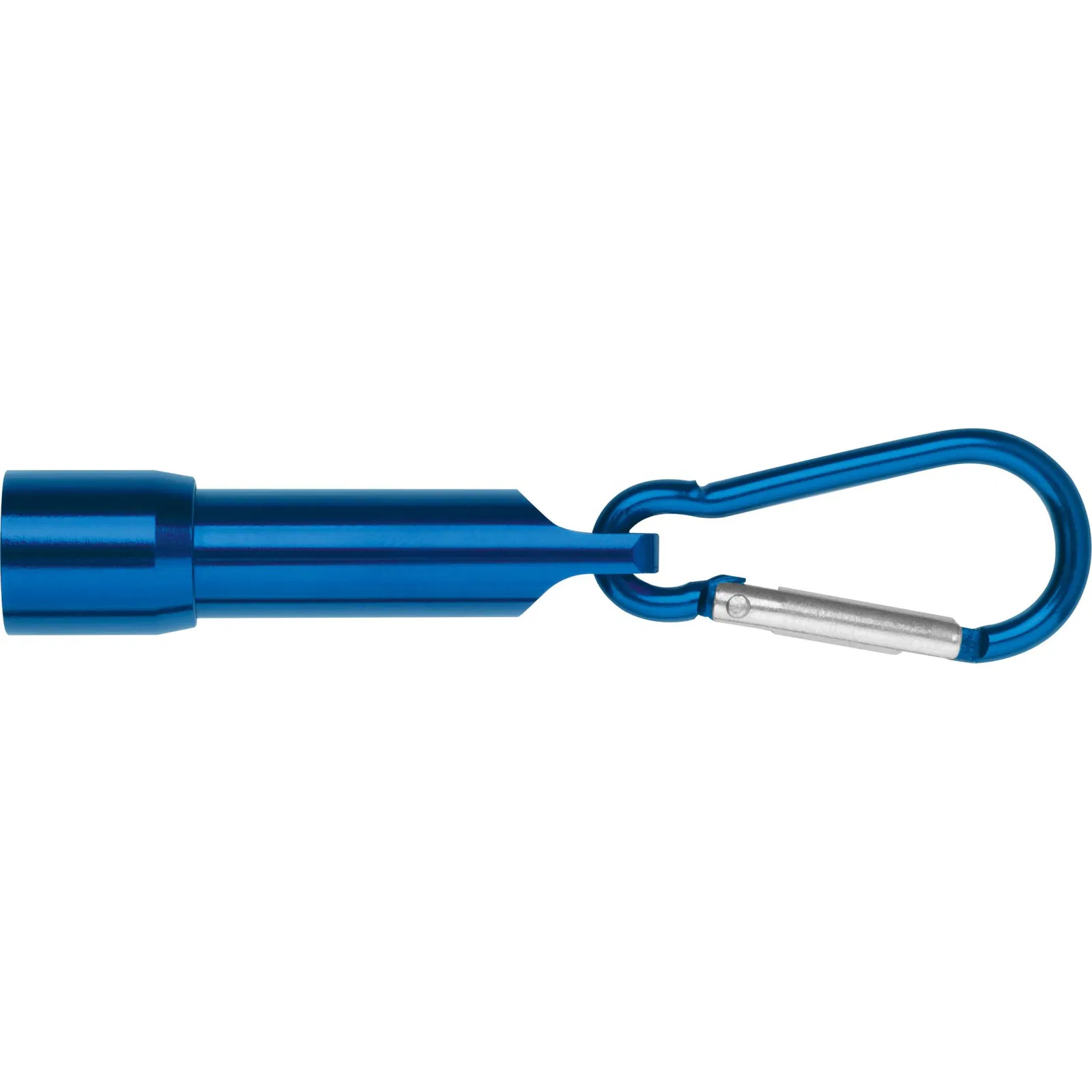 Mini-Taschenlampe mit Gravur / aus Metall / mit Karabinerhaken / Farbe: blau