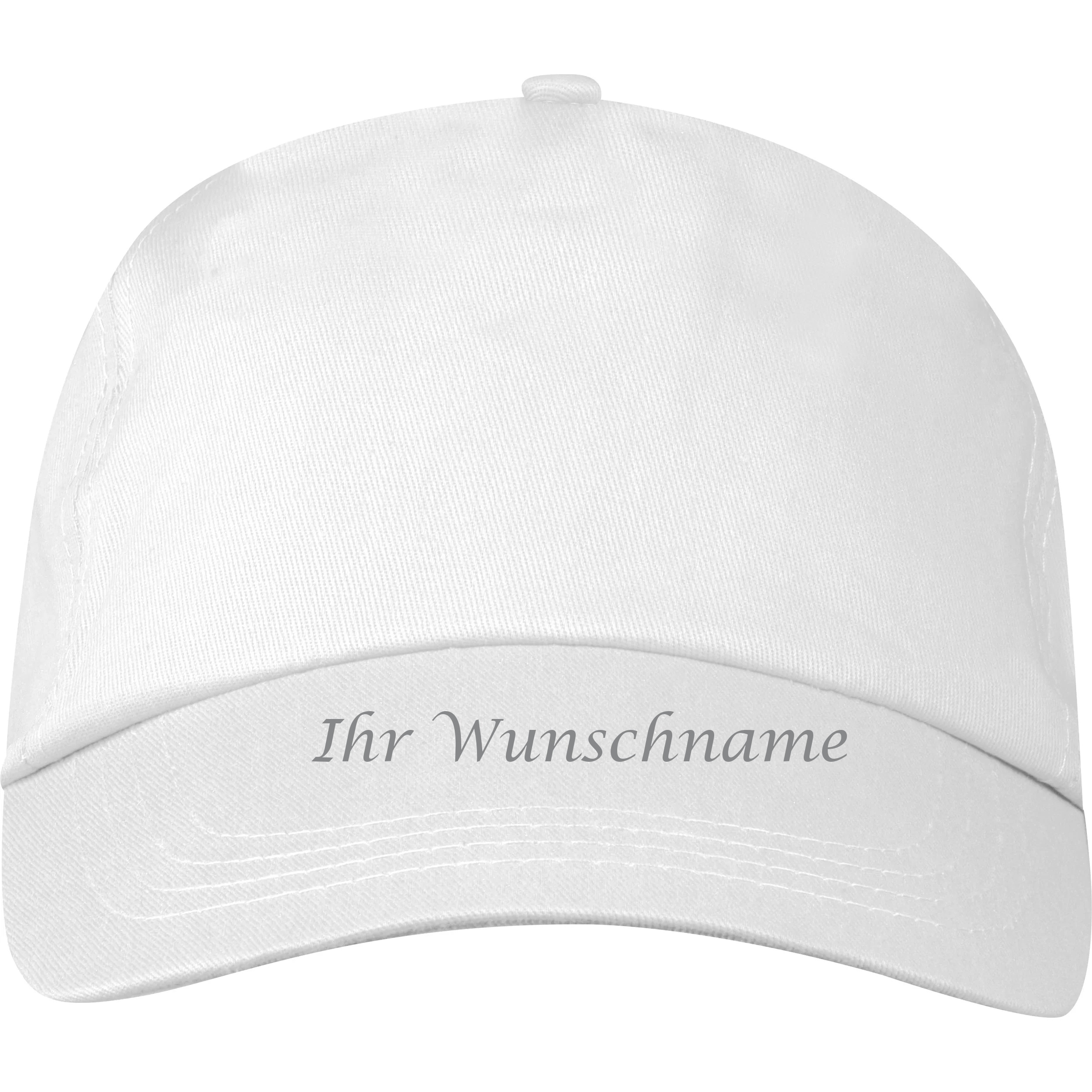 Baumwoll Basecap 5 Panel mit Gravur / Farbe: weiß