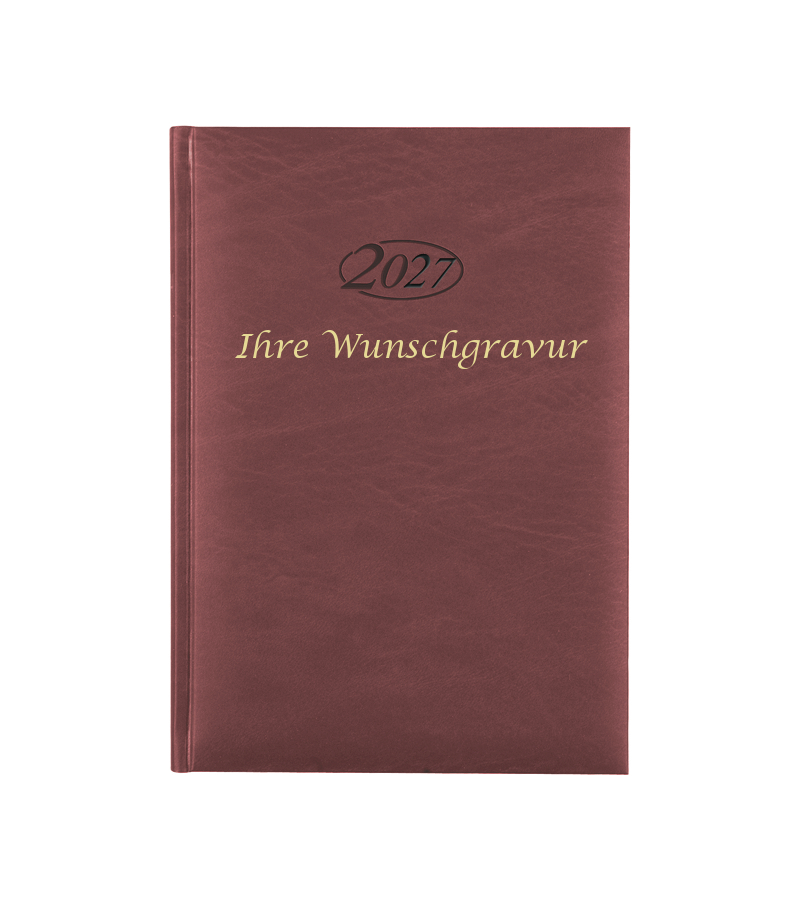 Buchkalender 2027 mit Gravur / Chefkalender / Farbe: bordeaux