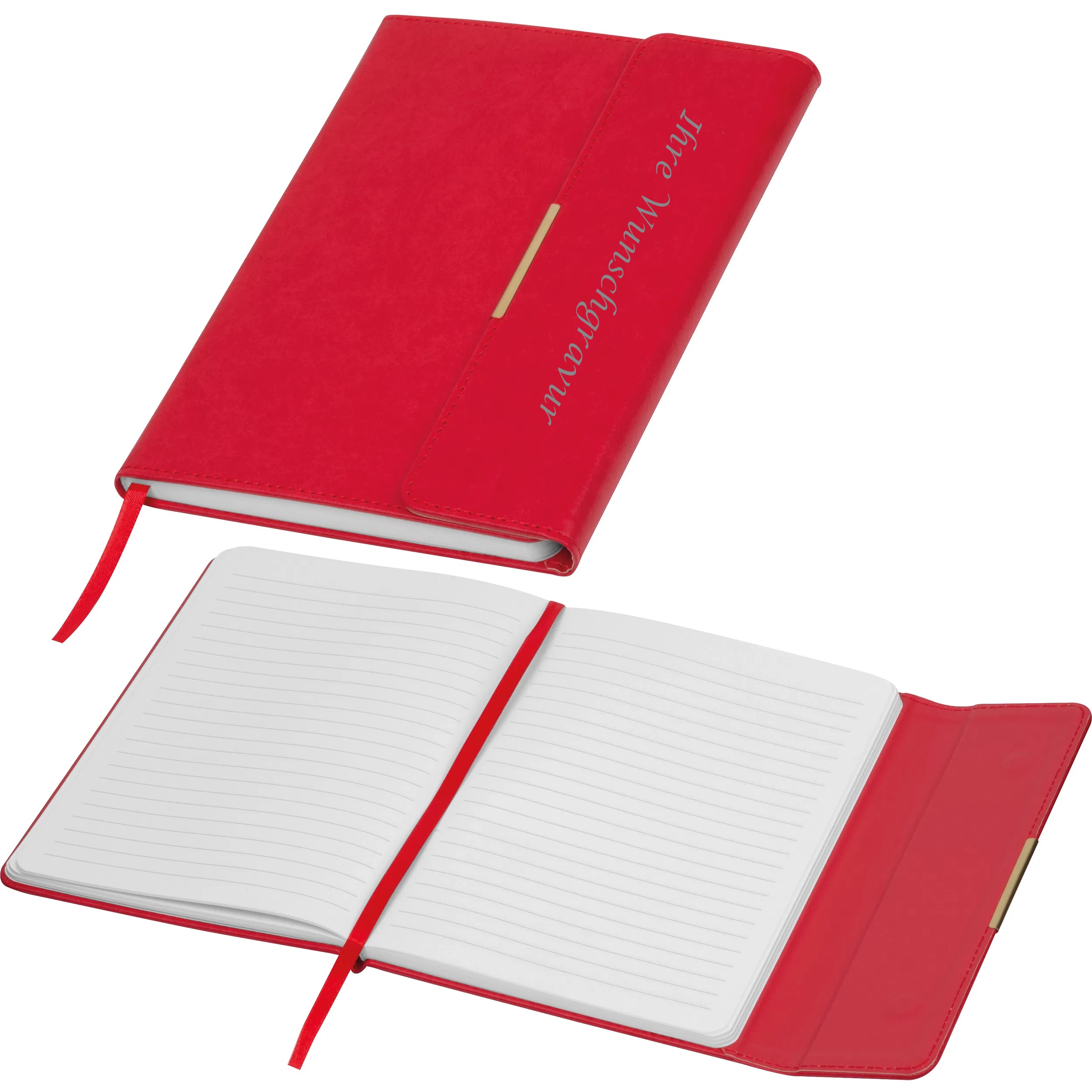 Notizbuch mit Gravur / mit Magnetverschluss / DIN A5 / 192 Seiten / Farbe: rot