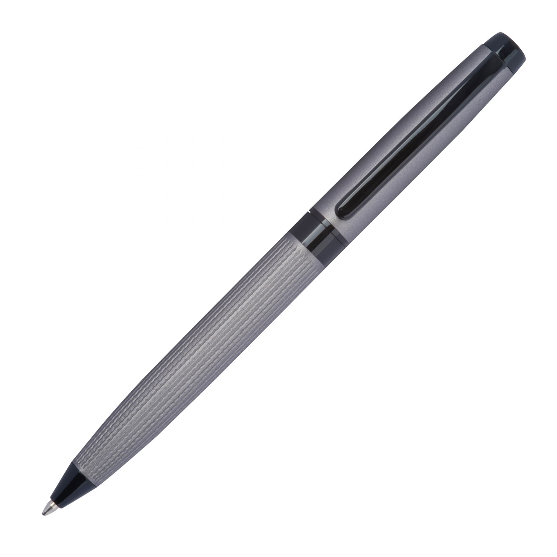 Drehkugelschreiber "CrisMa" aus Edelstahl mit Gravur / Farbe: matt-grau