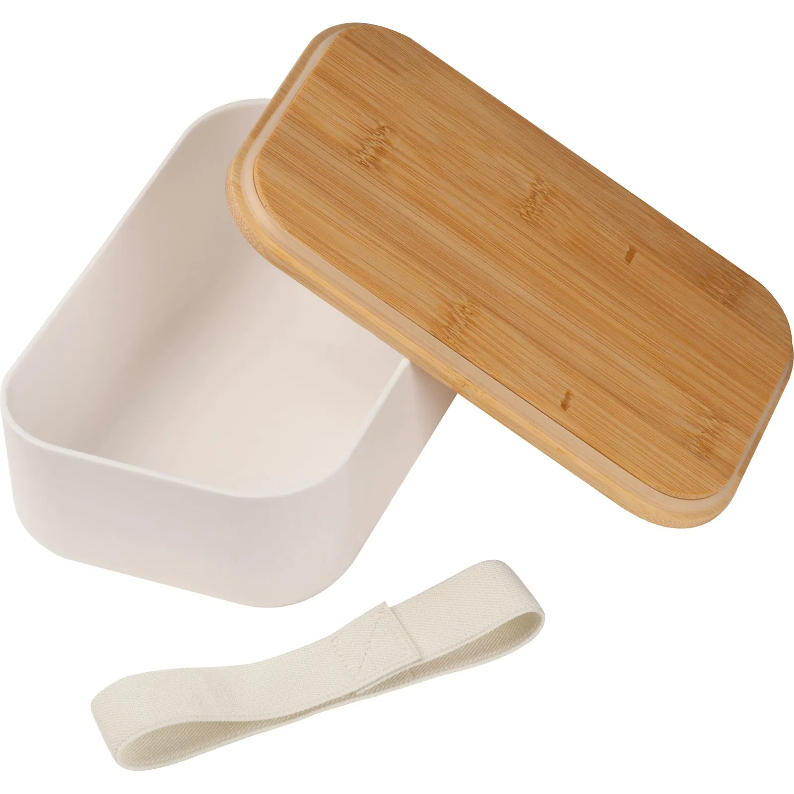 Brotdose / Lunchbox / mit Bambusdeckel und Bügelverschluss / Farbe: grau