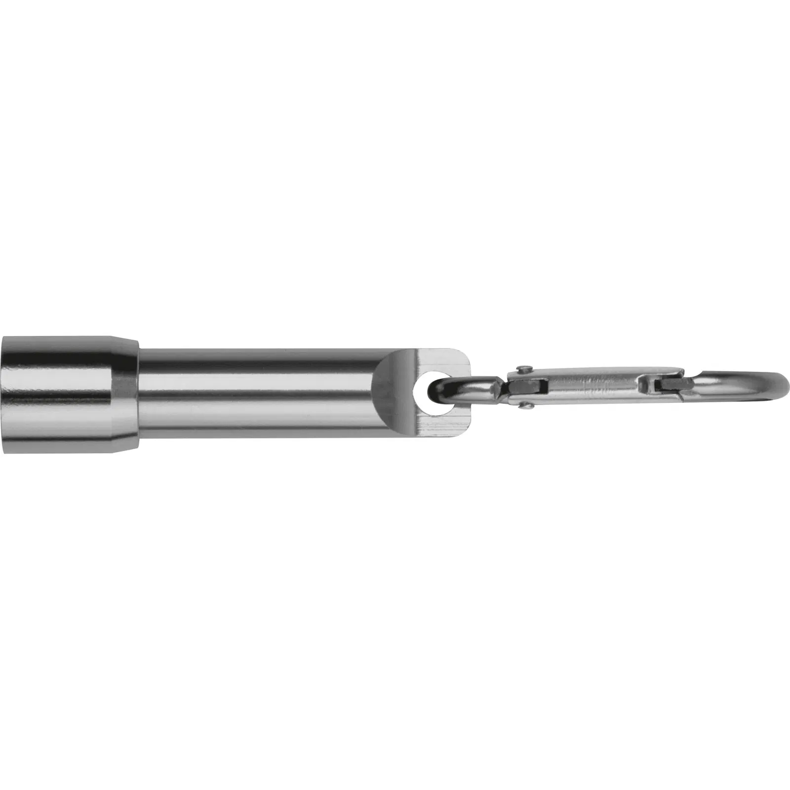 Mini-Taschenlampe mit Gravur / aus Metall / mit Karabinerhaken / Farbe: silber