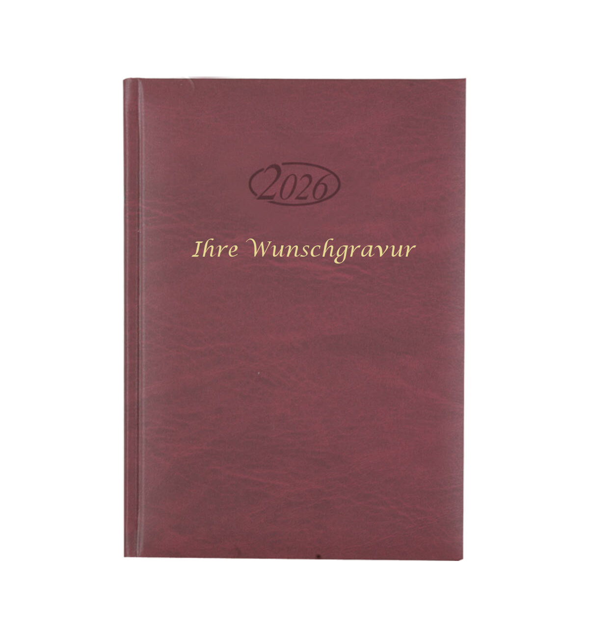 Buchkalender 2026 mit Gravur / Chefkalender / Farbe: bordeaux