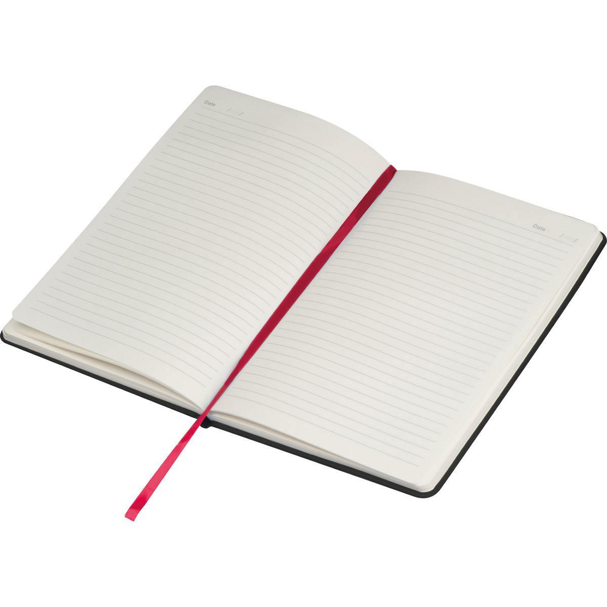 Notizbuch mit Gravur / DIN A5 / mit PU-Einband / liniert / Farbe: schwarz-rot