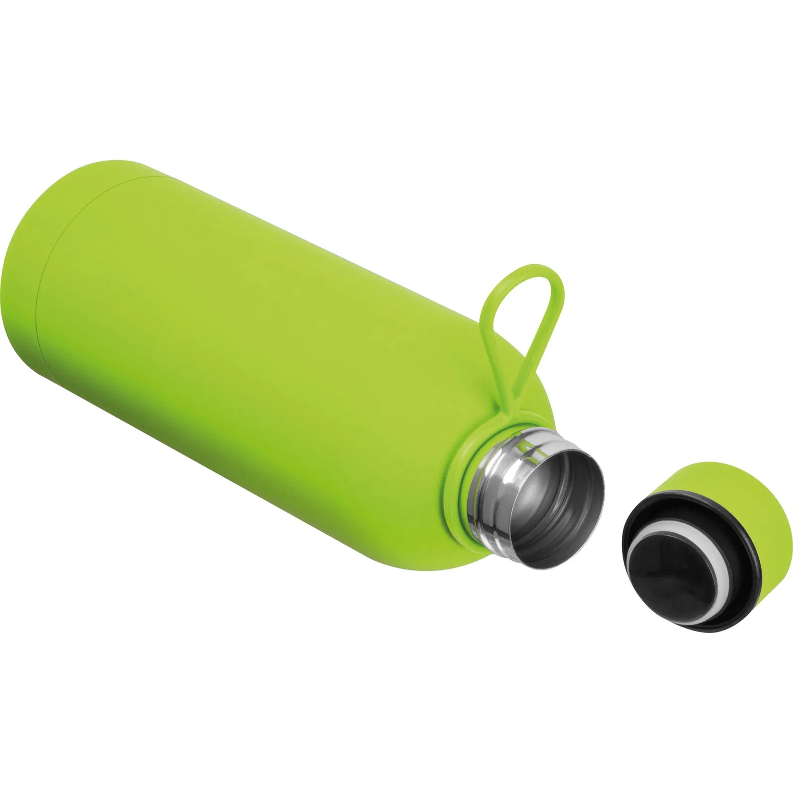 Edelstahl Trinkflasche / gummiert / 750ml / Farbe hellgrün