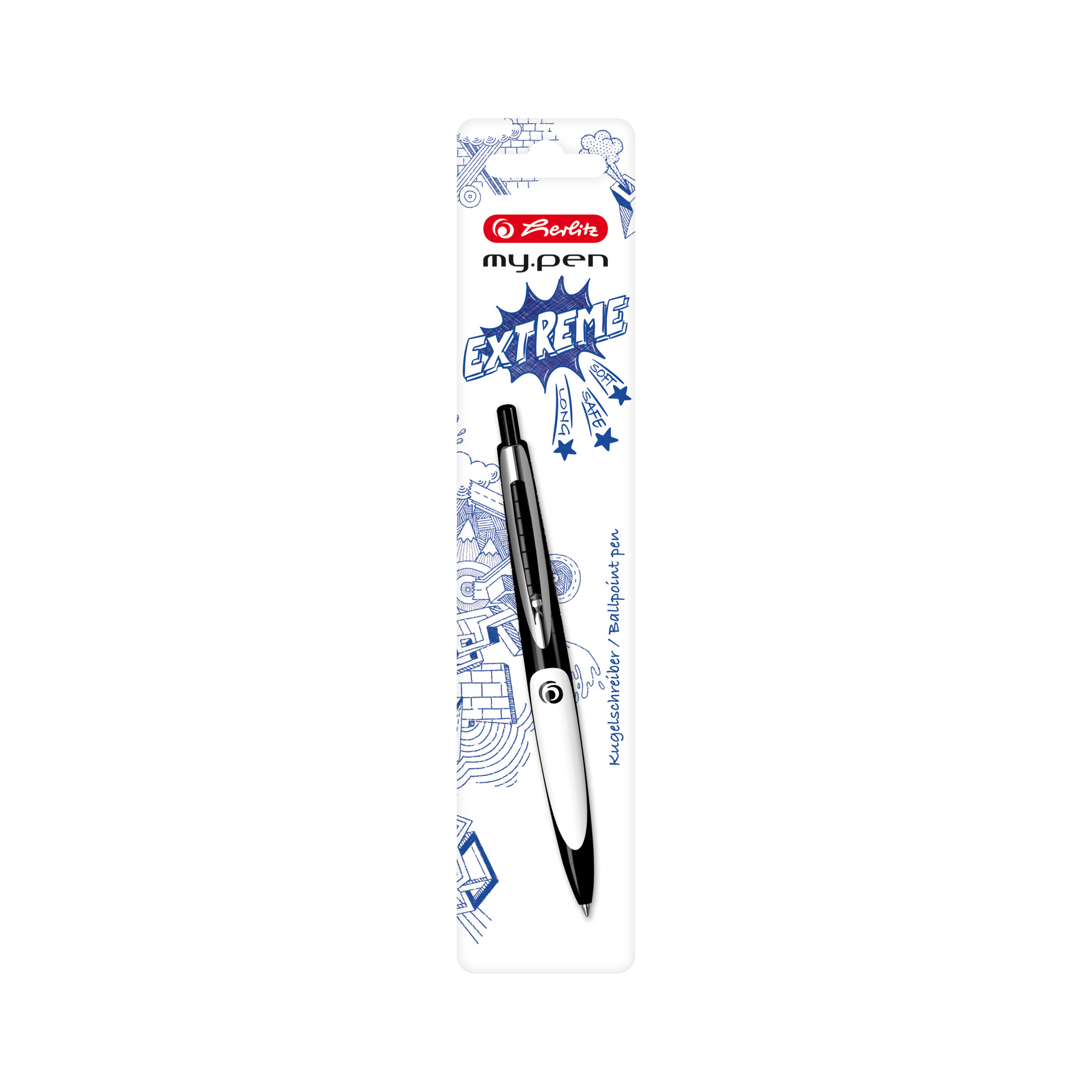 Herlitz Kugelschreiber my.pen mit Gravur / Farbe: schwarz/weiß