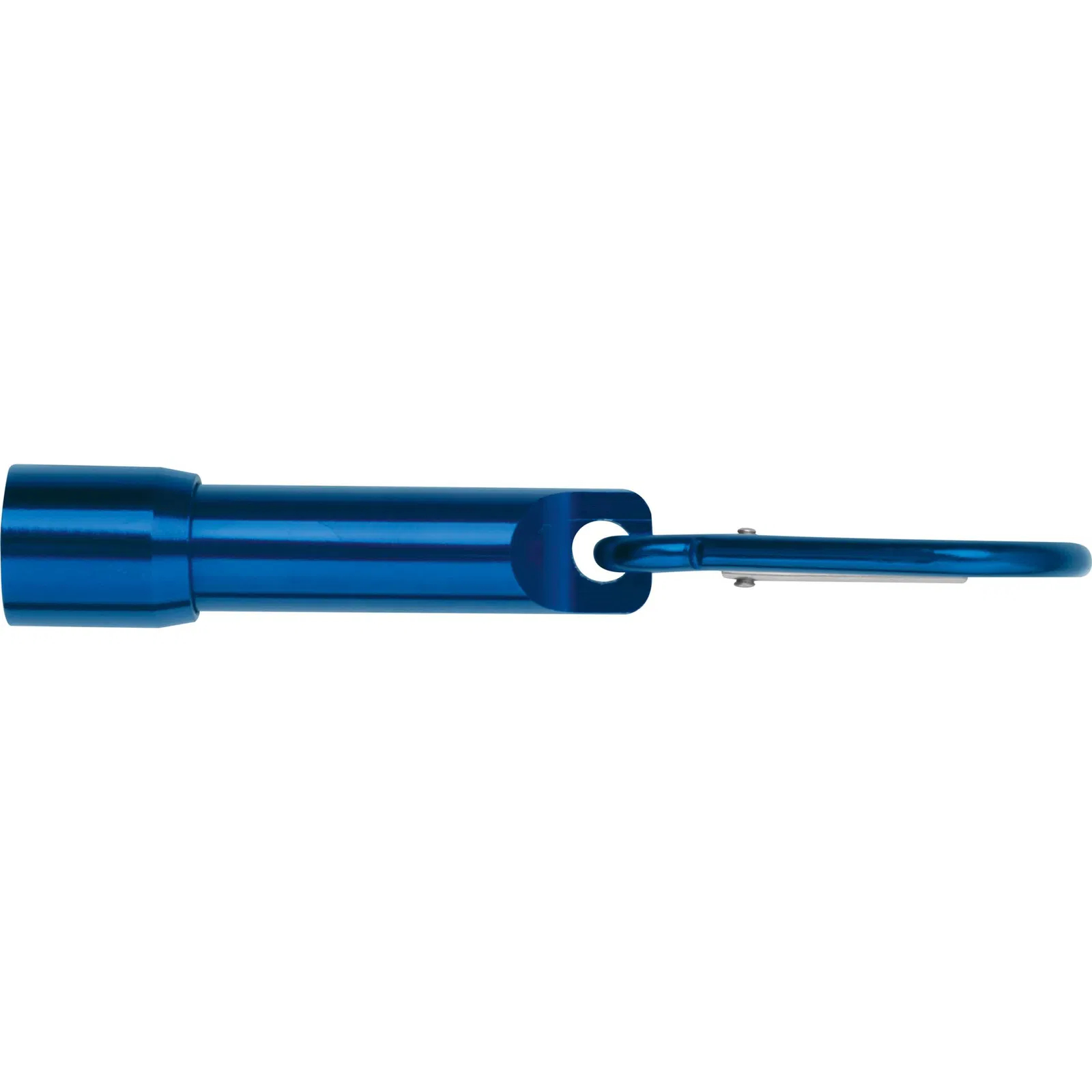 Mini-Taschenlampe mit Gravur / aus Metall / mit Karabinerhaken / Farbe: blau